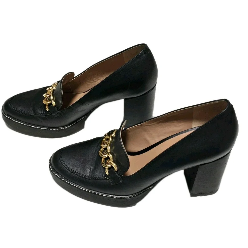 Naturalizer‎ Callie-Moc Black Leather Block Heel Women's Loafers Swing Size 9.5M
